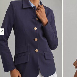 NWT -- Anthropologie Dolan Ponte Navy Military Blazer with Gold Buttons (XL)